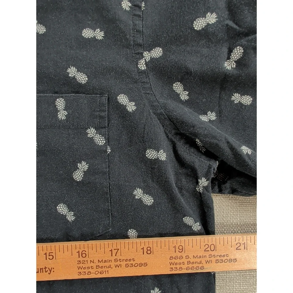 APT 9 Slim Fit Pineapple Button Up Shirt Mens M Gray Short Sleeve Stretch